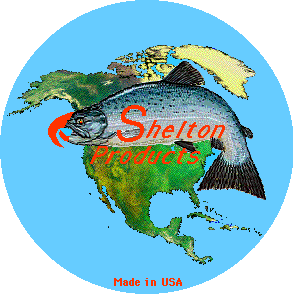Logo, world, salmon with eagle jaw.